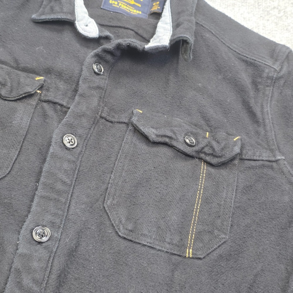 CPO Provisions Flannel Shirt Jacket Shacket Elbow Patch Medium Black Heavy - Picture 4 of 11